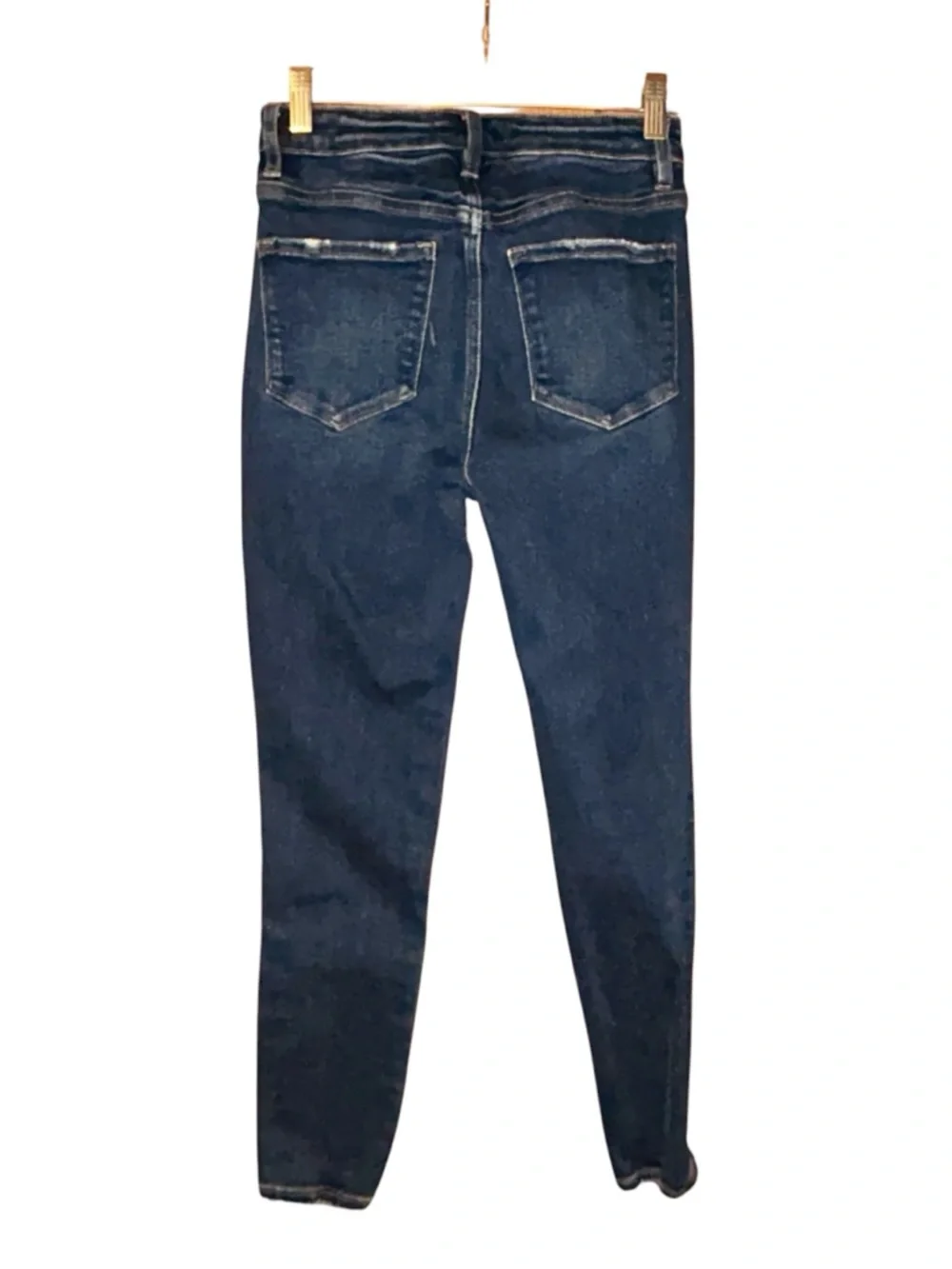 Vervet Blue High Rise Skinny Jeans Women’s Size 26 Dark Wash Stretch Raw Hem‎